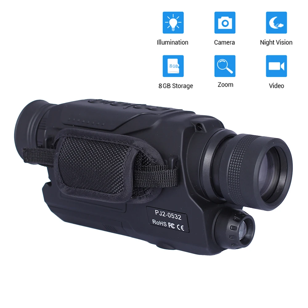 PJ2 5x32 Digital Infrared Night Vision Scope Monocular 200m Range Free 8GB DVR Photo Video Playback camera for Hunting