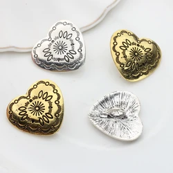 30MM 3pcs/lot Retro Zinc Alloy Sweet Heart Bronze Decorative Vintage Concho Buttons Charms For DIY Jewellery Accessories