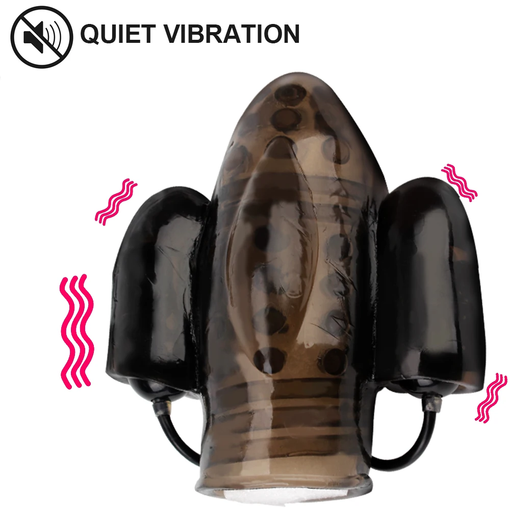 Penis Sucking Vibrator 10 Modes Glans Trainer Delayed Ejaculation Cock Sleeve Silicone Spikes Male Masturbator Sex Toys for Men