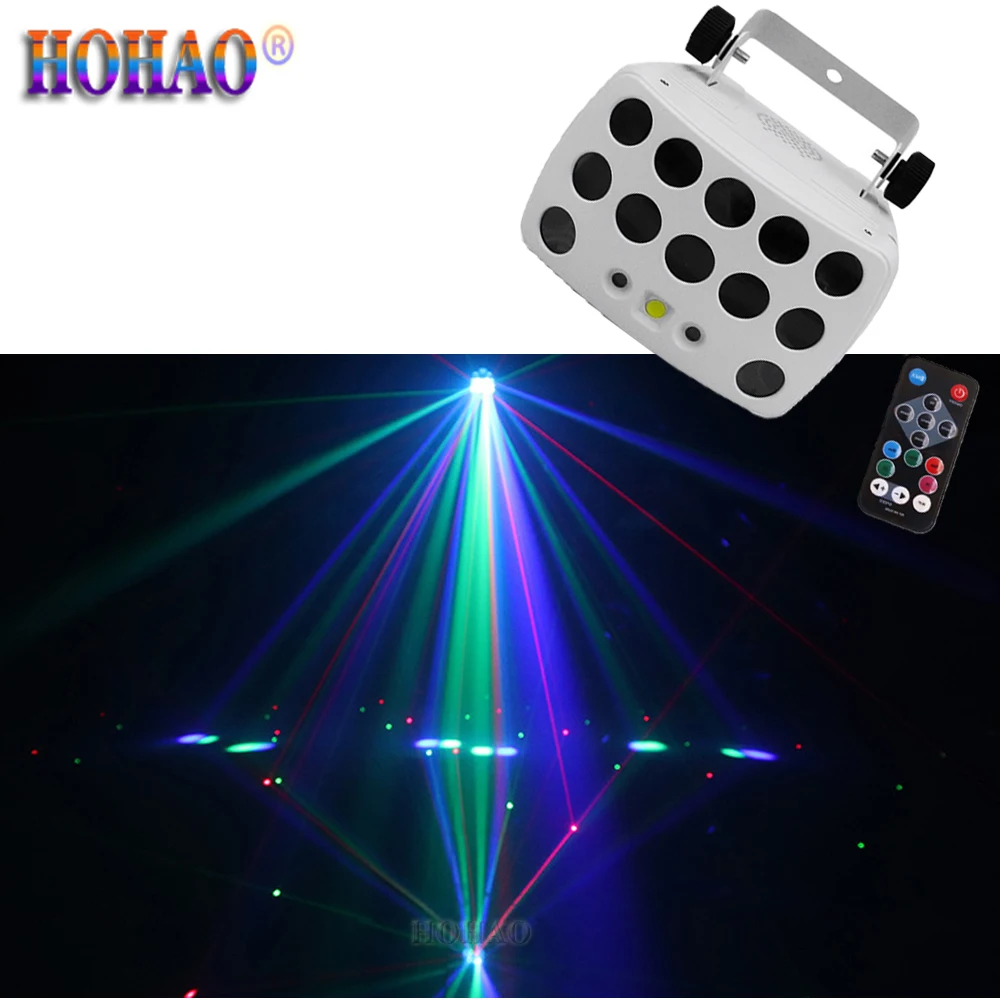 O novo 36w luz borboleta strobe laser 3 in1 led efeito de palco ktv som música dmx512 barra controle dj iluminação