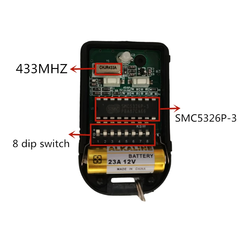 8 Dip Switch 433Mhz 330mhz Smart Copy Remote Control Fixed Code 2 CH Duplicator For Gate Garage Door Opener or Alarm System