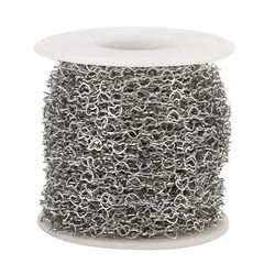 New style 2M/5M Stainless Steel 4mm Width Heart Chains Hollow Bulk Link Chain for DIY Love Jewelry Necklaces Making Findings