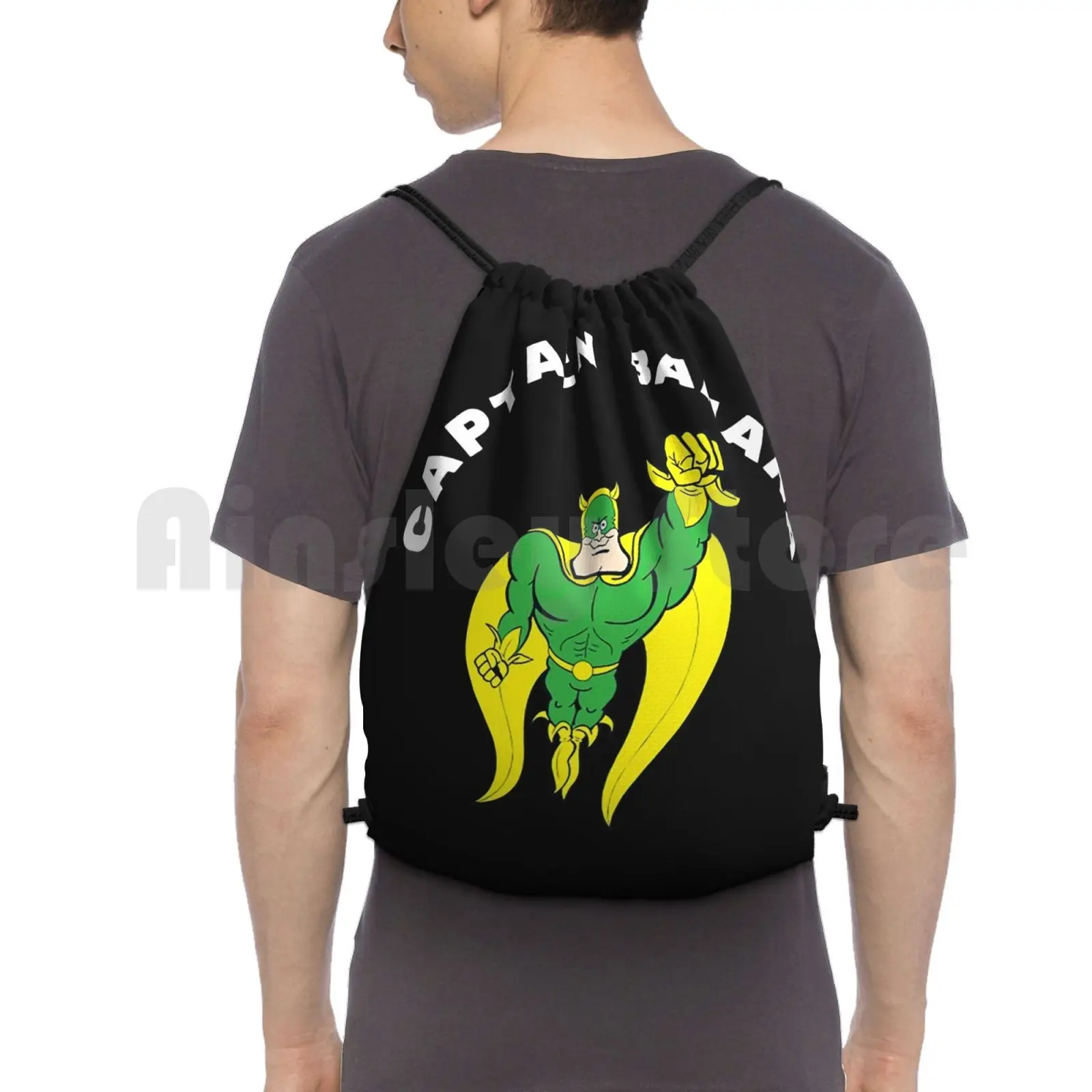 Camiseta divertida de capitán Bananaman, camiseta bonita de héroe para niños, mochila divertida de Capatin Banana para senderismo al aire libre, impermeable para acampar