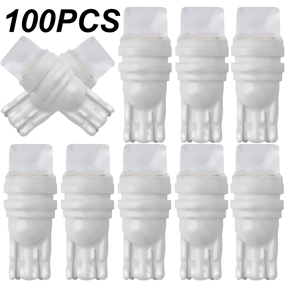 100Pcs T10 W5W Ceramic 3D LED Waterproof Wedge Licence Plate Lights Turn Side Lamp Car Reading Dome Light Auto Parking Bulb 100X