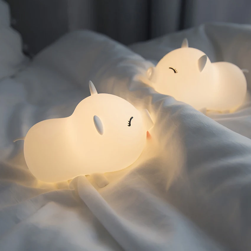 Kinder Nachtlampje Piggy Led Touch Control Nachtlampje Draagbare Usb Oplaadbare Meerkleurige Veranderende Slaapkamerlamp