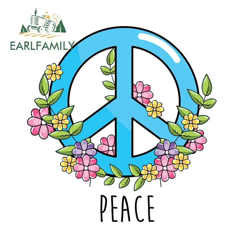 EARLFAMILY 13cm x 12.6cm for Hippie Emblem Symbol of Peace and Love Car Decal Vinyl Wrap Occlusion Scratch Waterproof Sticker