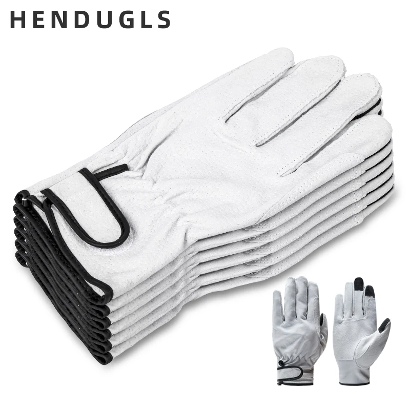 

HENDUGLS Safety Working Gloves Natural Leather Welding Wear-Resistant Safety Gloves For Workers Leather Work Glove 5pairs 321