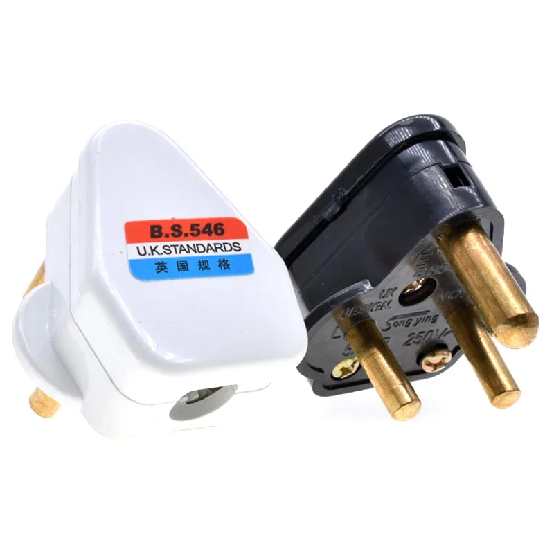 1 Stück 5A 15A Indien Südafrika Verdrahtungs-Stromkabelstecker BS546 Abnehmbarer Kabelverbinder Abziehbarer Stromstecker Typ M/D Weiß Schwarz – Detail 5