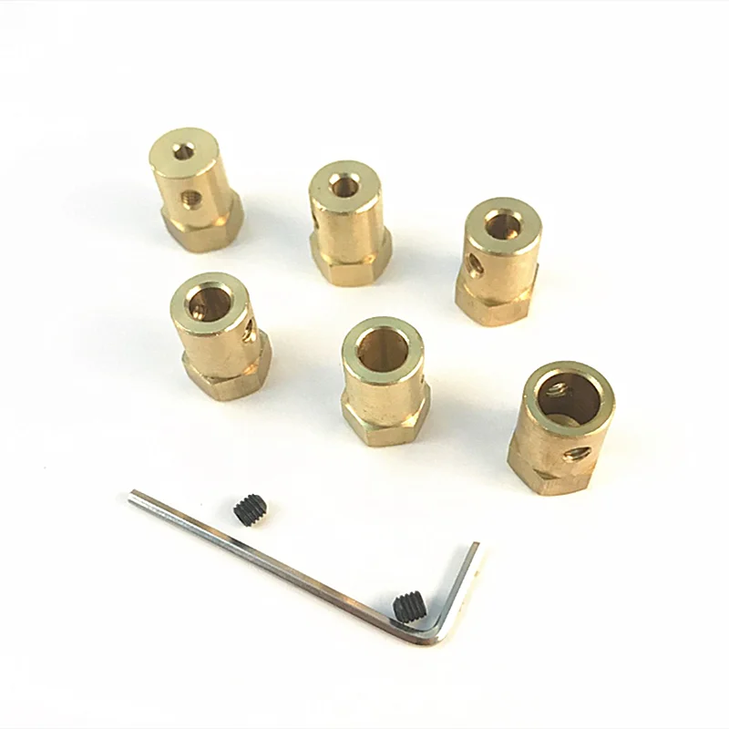 

1pcs 2mm 3.17mm 3mm 4mm 5mm 6mm 7mm 8mm Shaft Motor Flexible Coupling Tyre Wheel Brass Hex Coupler Set&Wrench