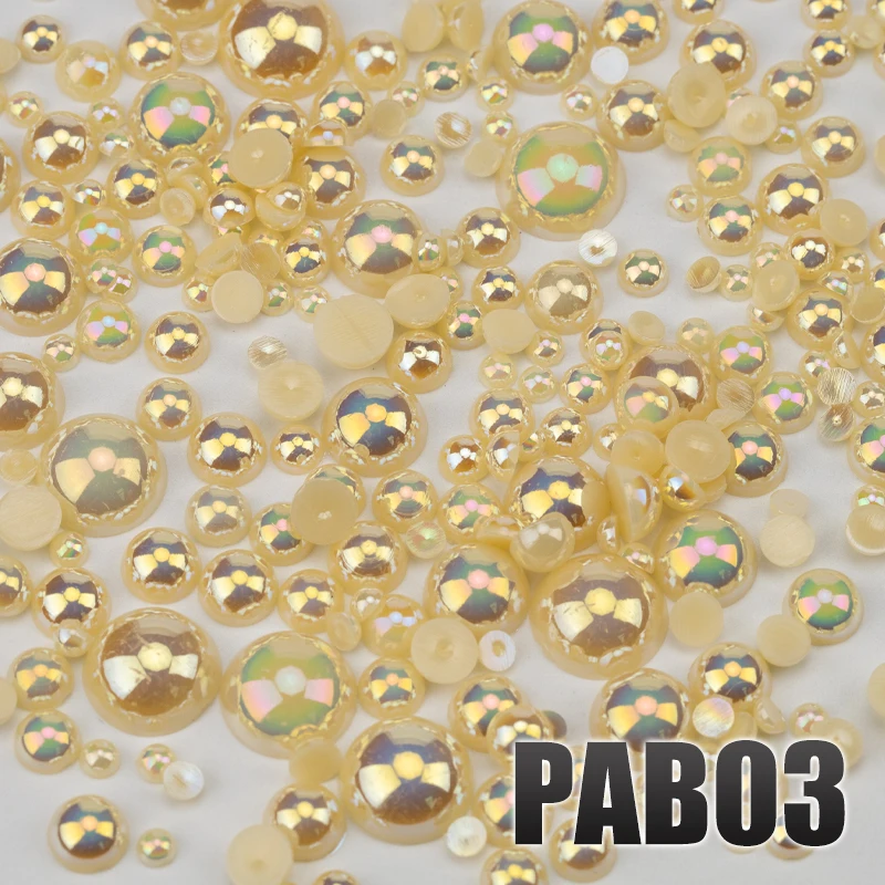 VDD 200g Großhandel Gemischte Größen 3-10mm Farbe AB Macaroon ABS Imitationsperlen Halbrunde Flachrückseitige Perlen DIY Nagelkunst Dekoration Handwerk – Detail 5