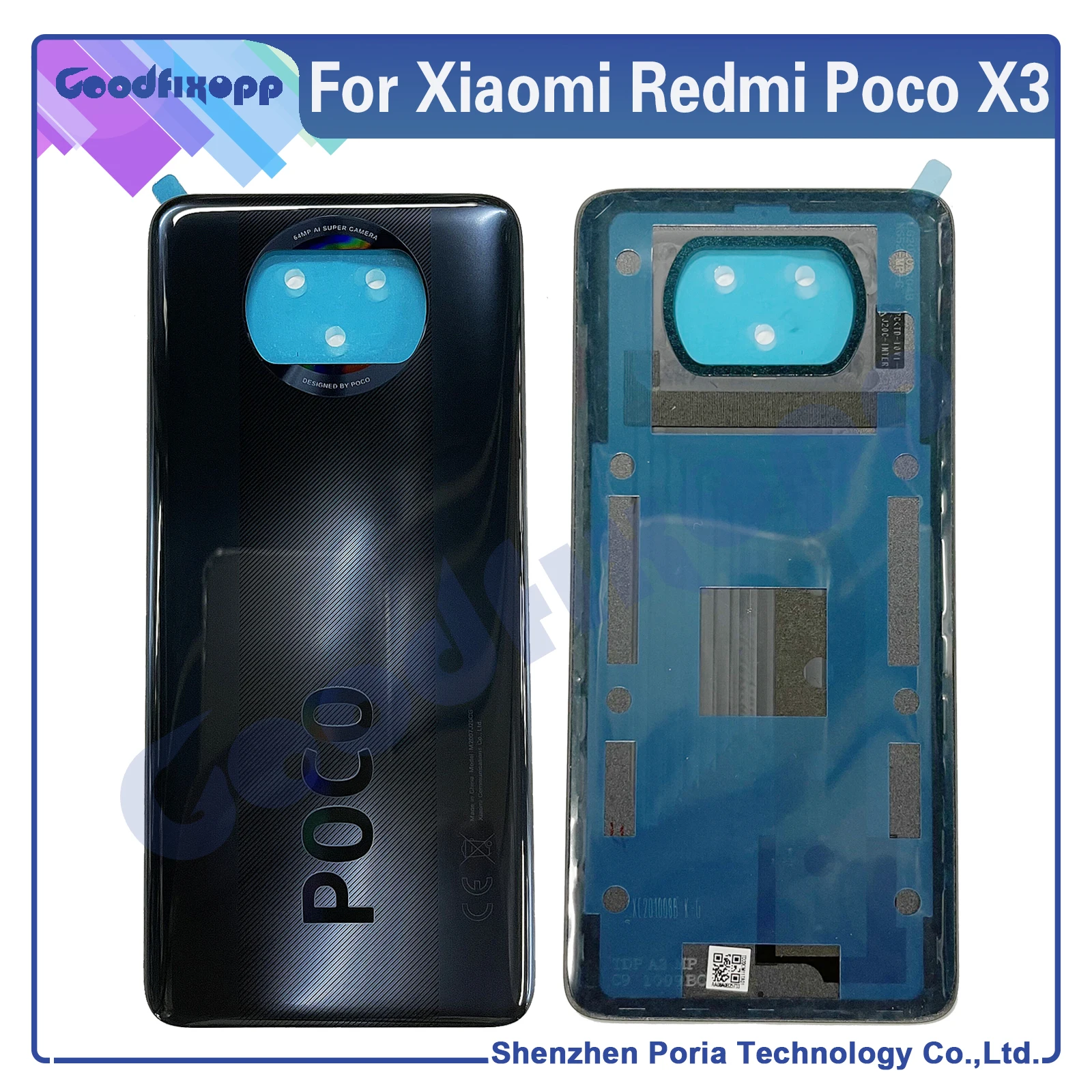 For Xiaomi Poco X3 NFC Battery Cover Back Glass Rear Door Housing Case POCO X3 Back Panel PocoX3 Battery Cover With Adhesive