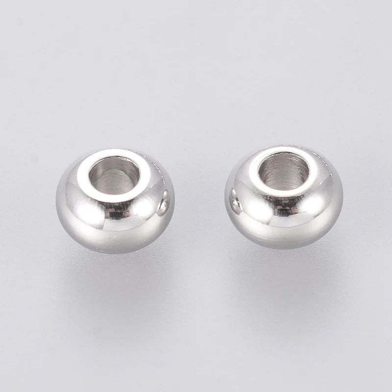 500pcs 5mm 6mm 304 Stainless Steel Beads Loose Spacer Charm Bead Rondelle for Jewelry Making DIY Bracelet Necklace Hole: 2mm