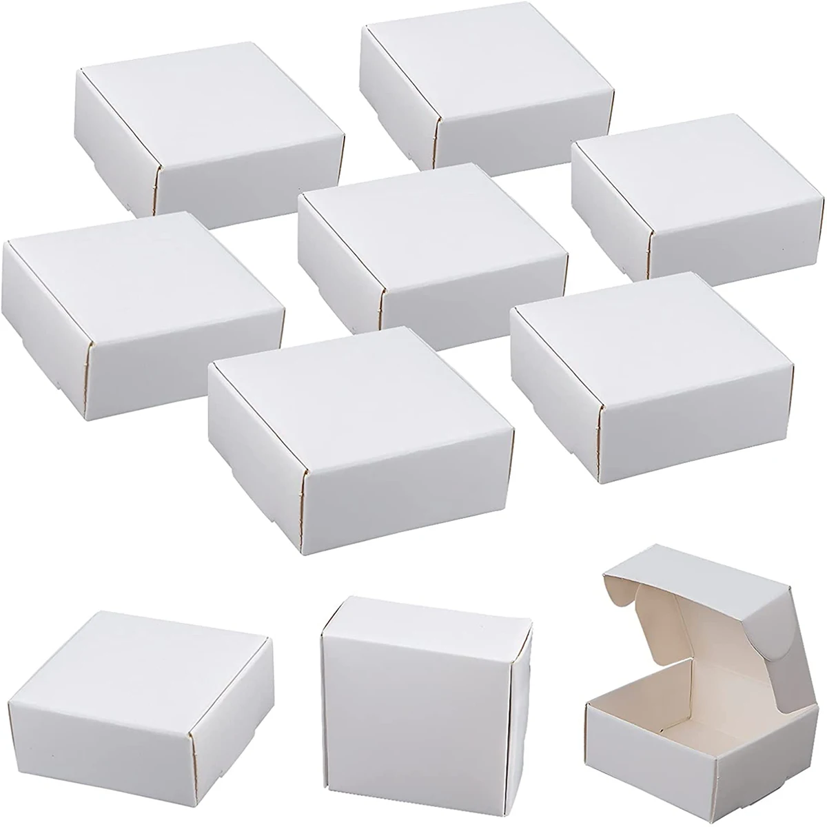 

20/50PCS Folding Square Kraft Gift Box Black White Brown Handmade Boxes for Jewelry Christmas Party Favors Small Business