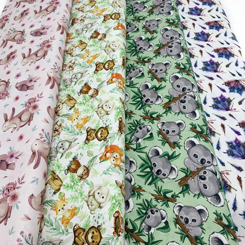 Pure Cotton Plain Weave Printing Fight Fabric Cartoon Animals for Sewing Accessories by Half Meter