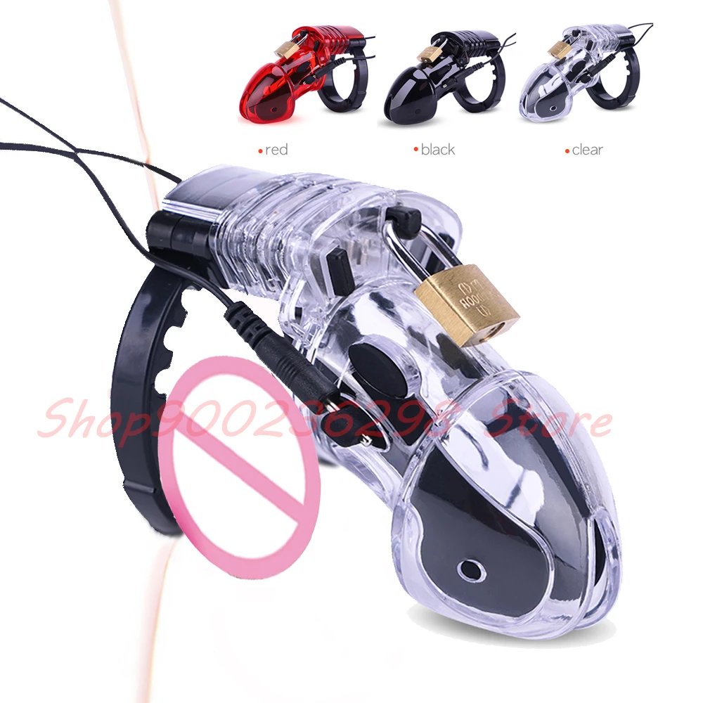 SM Electro Shock CB6000 Male Chastity Cage Sex Ball Stretcher,BDSM Electro Stimulator Penis Lock Cock Ring Gay Masturbation Tool