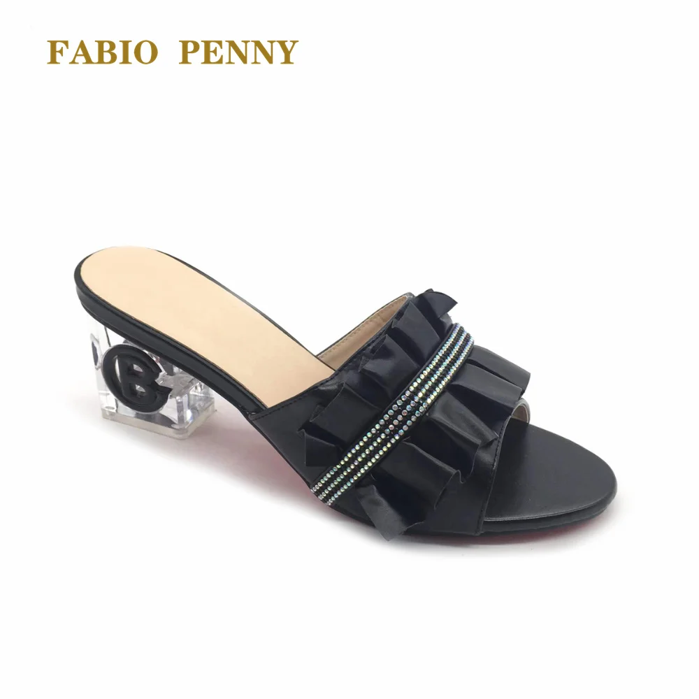 FABIO PENNY 2022 New Women's shoes Lady's high heels for dinner party Transparent square heel Ladies sandals