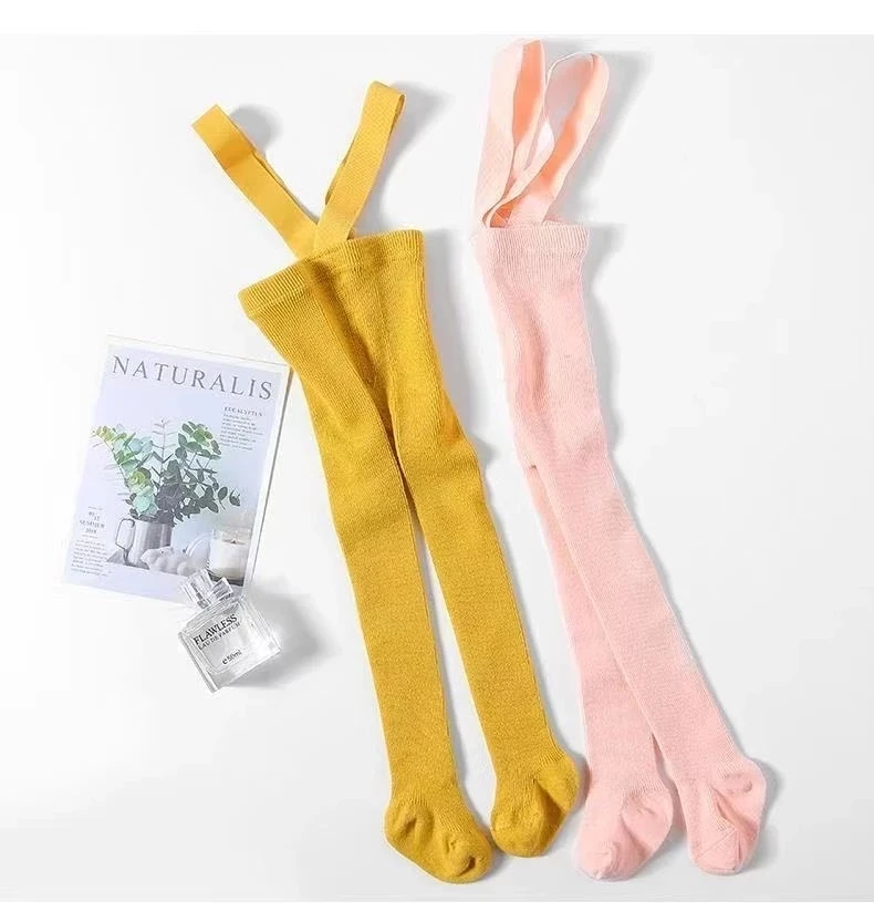 

Infant Suspender Pantyhose Spring Autumn Kids Breathable Tights Baby Girls Boys Solid Color High Waist Bandage Overall Leggings