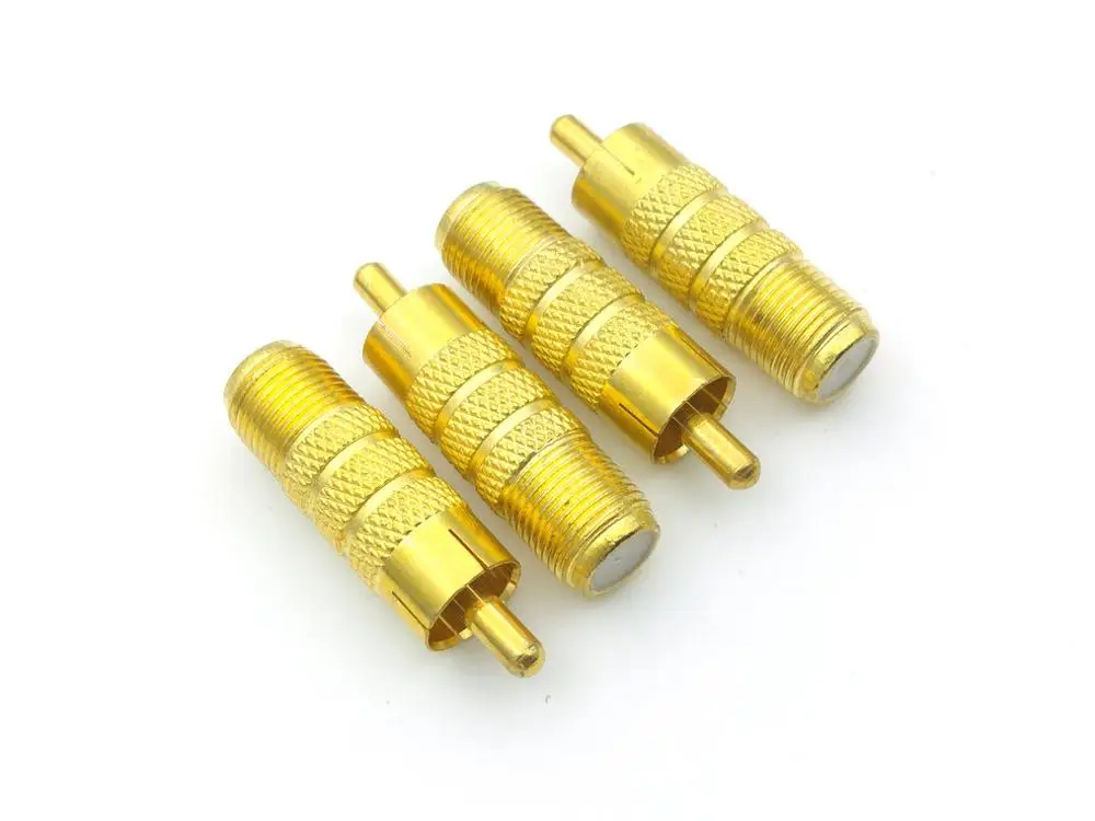 4 Stuks Vergulde Rca Male Plug Naar F Female Coax Jack Adapter Connector Kabel Koppeling