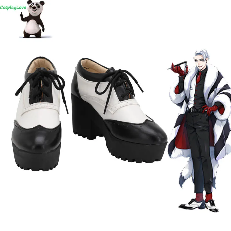 Twisted Wonderland Divus Crewel Black White Shoes Cosplay Long Boots Custom Made For Halloween Christmas