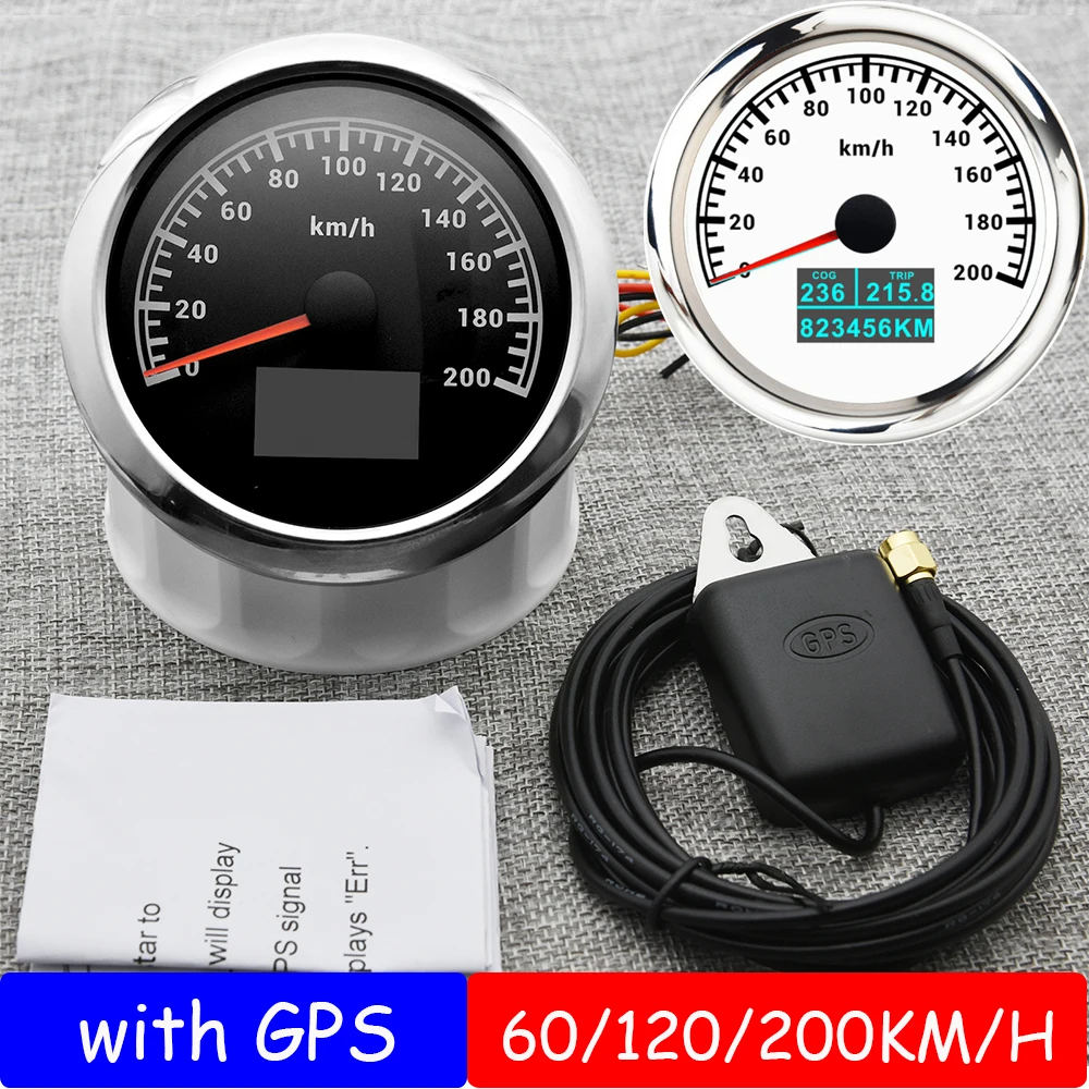 

60 200KMH 85MM GPS Speedometer 3 In 1 LCD Display Speed Odometer With COG Trip Total Mileage Fit Car Boat Marine Motor 12V 24V