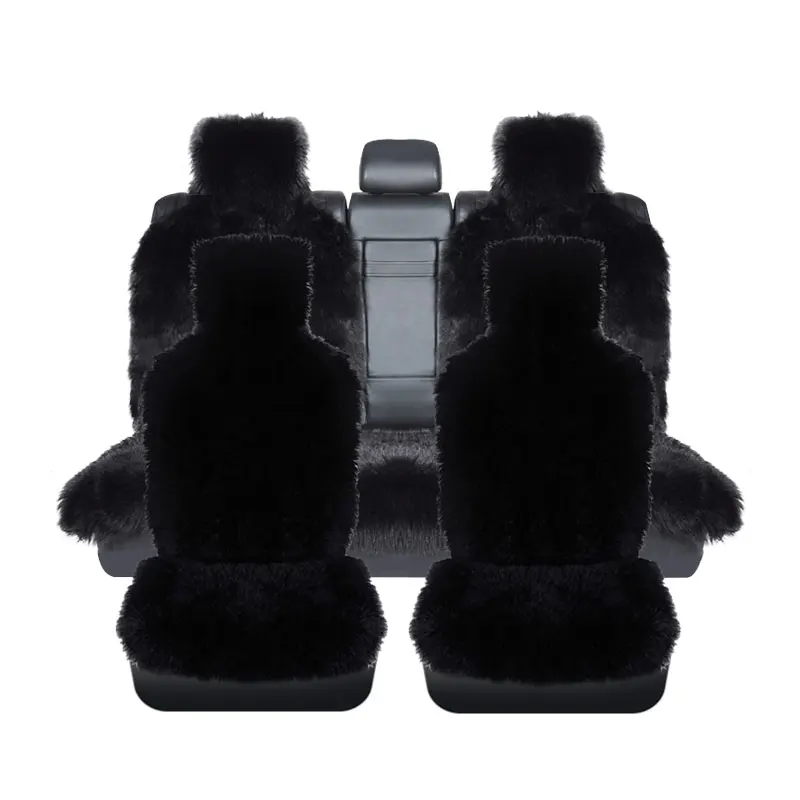 AUTOROWN High Quality Long Wool Faux Far Car Seat Covers Universal Size Automobiles Seat Covers Artificial Plush Four Seasons