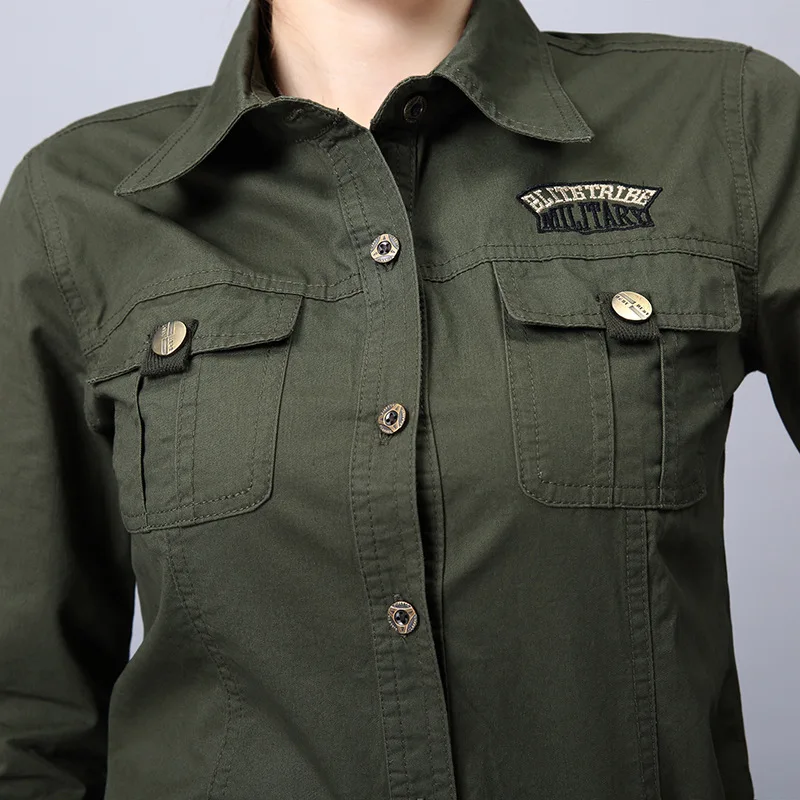 Outdoor Sports Tactical Blouse Shirt Women Military Uniform Suit Straight Cotton Slim Fit Trousers Training Shirt Army Green Set