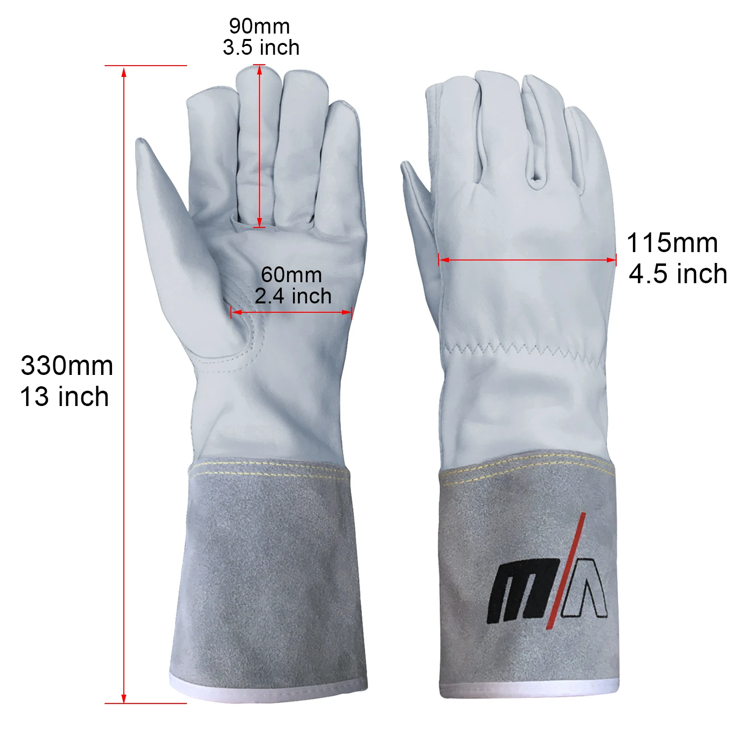 Guantes de trabajo de piel de cabra de grano superior, guantes de cuero de soldadura TIG, protección de seguridad para el trabajo, deportes de jardín, MOTO resistentes al desgaste