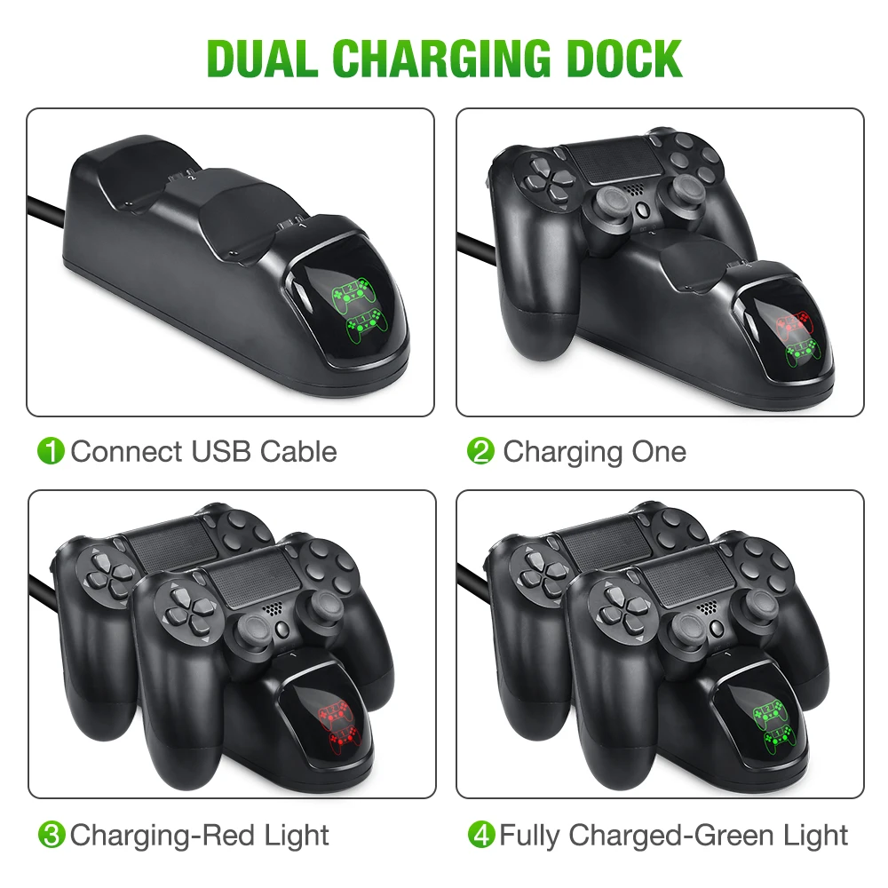 Station De Charge Rapide USB Double Contrôleur Pour PS4 Slim Pro, Avec Indicateur LED, Pour Manette De Jeu Playstation 4, Manette P4