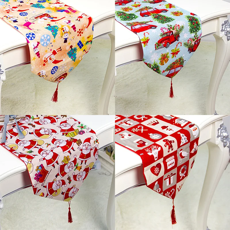 

Christmas ornament fabric double-layer polyester cotton Christmas table flag 7 kinds of patterns optional Christmas table cloth