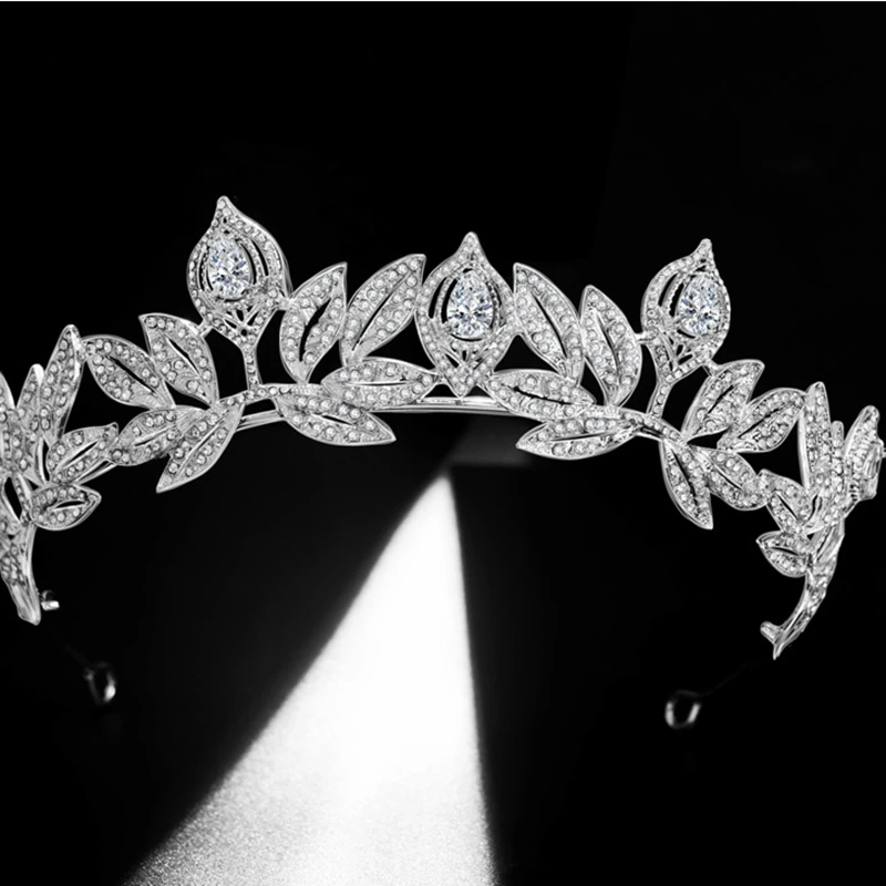 GS11586 nuovo coreano zircone nuziale corona lega strass matrimonio hairpiece foglie principessa diadema da sposa per la sposa