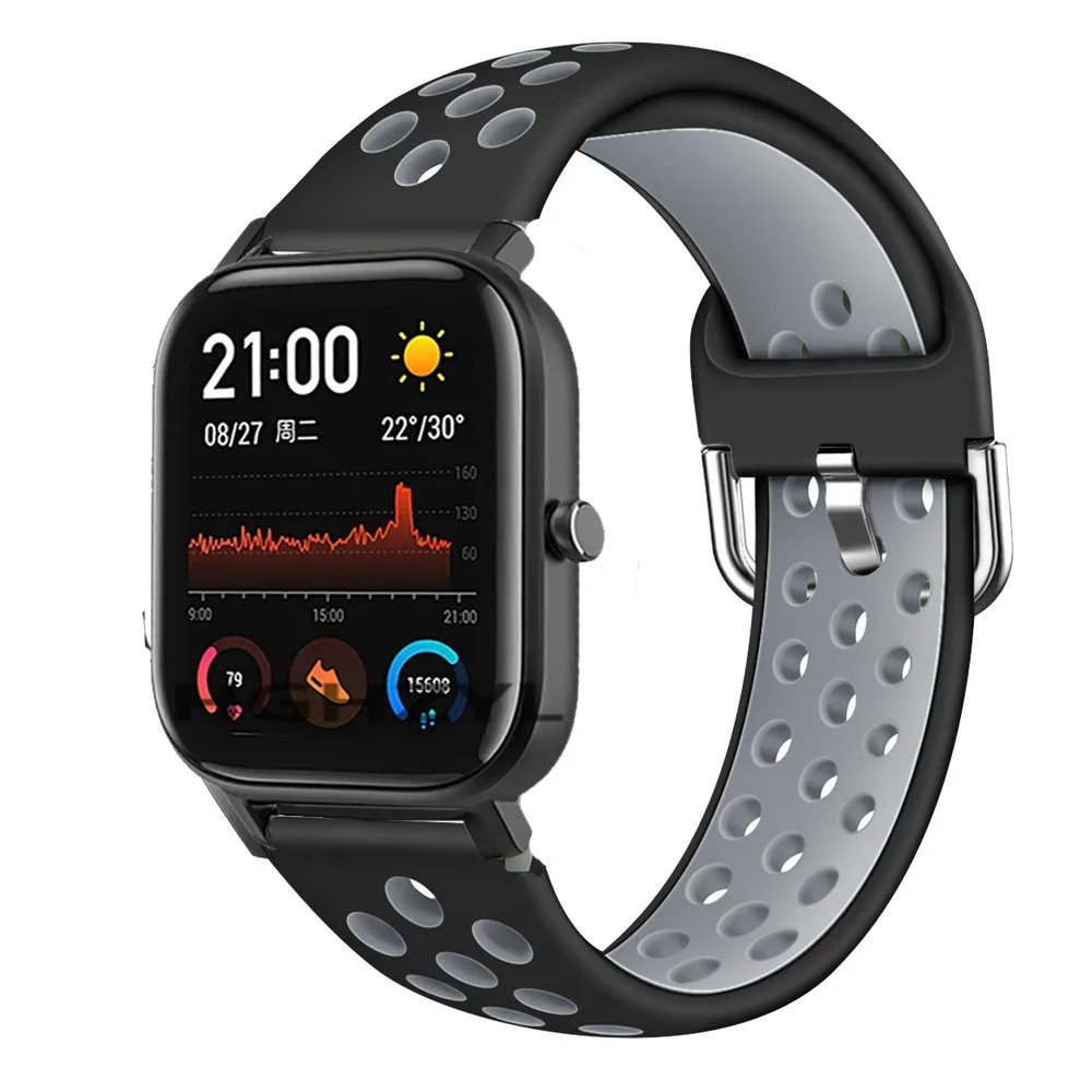 حزام رياضي من السيليكا لـ Huami Amazfit Bip GTS Stratos 2 3 Pace 2s حزام (استيك) ساعة المقتفي اكسسوارات حزام معصمه الأشرطة سوار