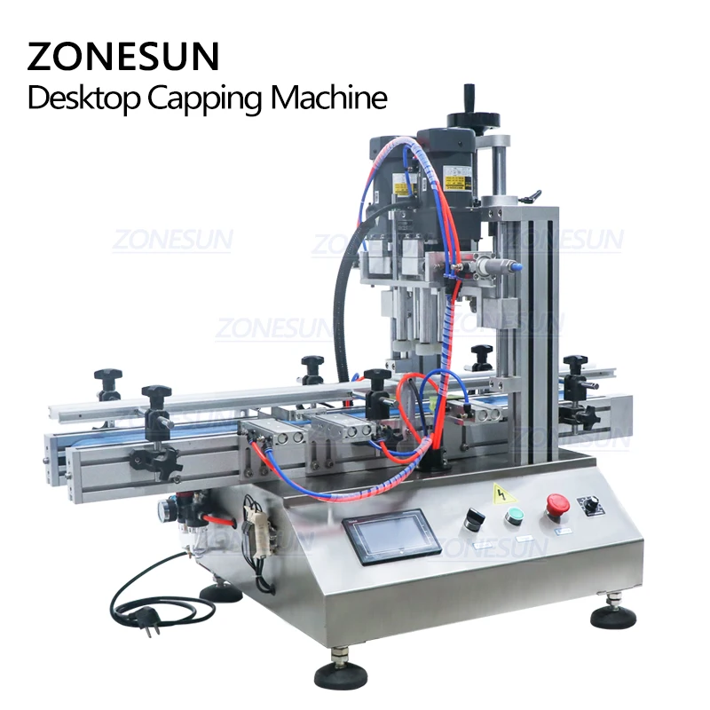 ZONESUN Automatic Desktop Liquid Soap Shampoo Plastic Glass Bottle Duckbill Screw Cover Capping Commercial Packing Machine