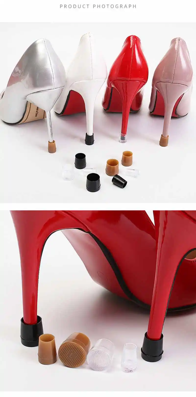2Pcs Woman High Heels Shoe Covers Square TPU/PVC Material Soft Damping Heel Protector Non-slip Heel Protector