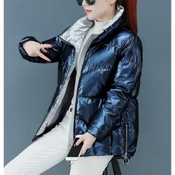 Disposable Cotton Coats Down Padded Jacket Women Short Outwear  Korean Loose Student Parker Patchwork Winter Warm Zipper Coats