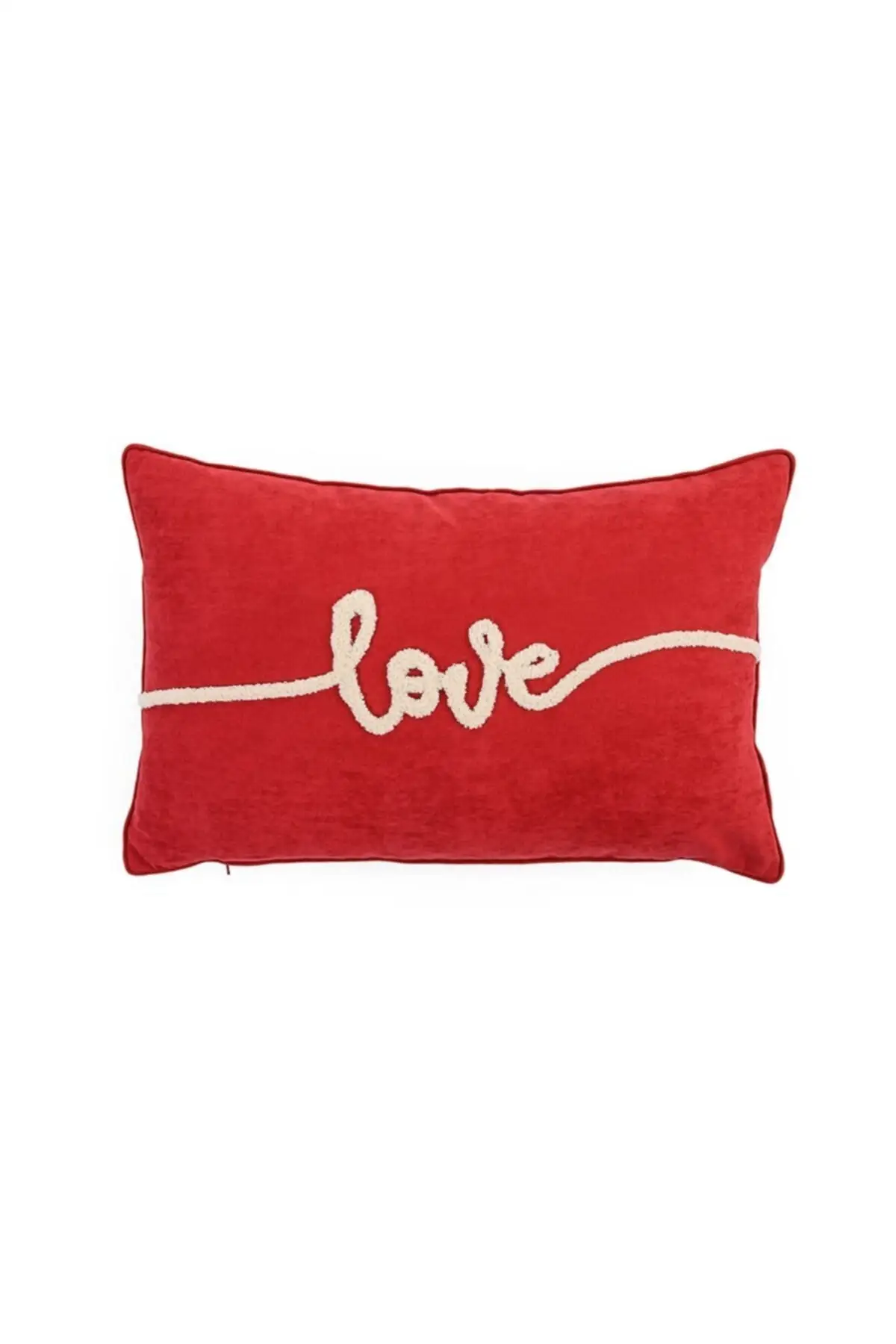 Red White Love Letter Applique Rectangular Pillow Cover set 35X55 cm Cozy Throw Pillow Cases Covers for Couch Bed Sofa Farmhouse handmade for Christmas Decorations Cotton Polyester for Farmhouse Home Decor