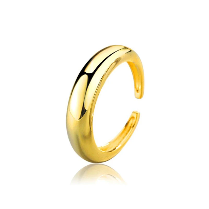 2020 Hot Sale 925 Sterling Silver Ring For Women Fashion Jewelry Gifts Simple Smooth Gold Rings Girl Party Accessories KOFSAC