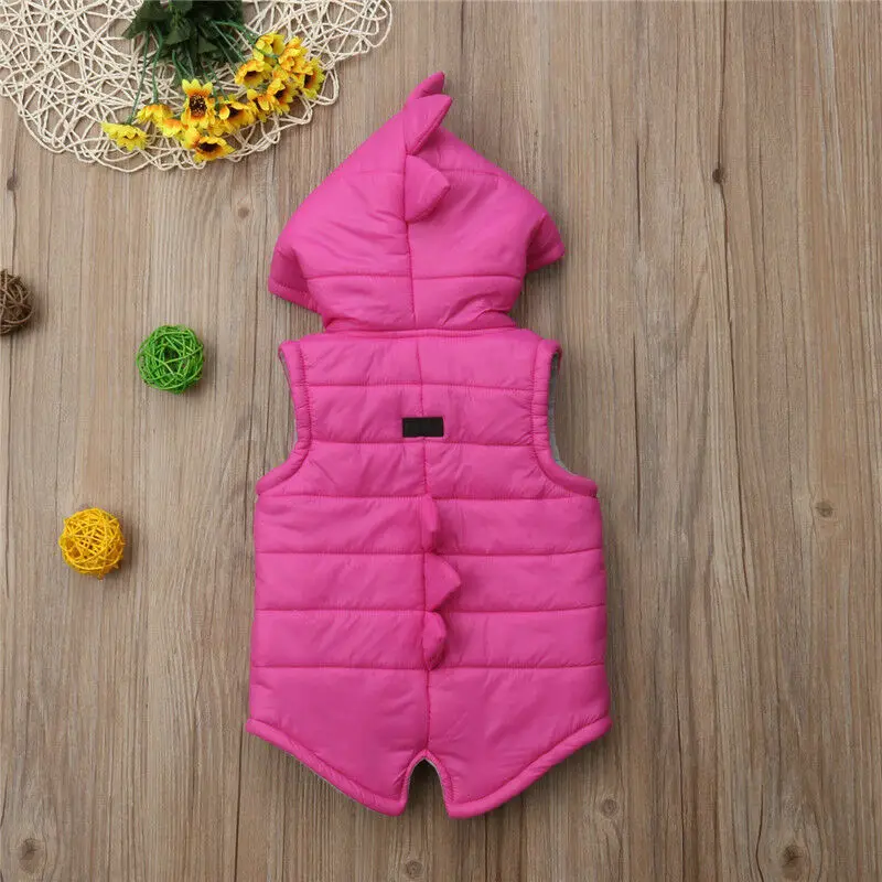 Fashion Kid Girl Boy Dinosaur Waistcoats Hoodie Jacket Coat Winter Warm Outerwear 1-7Y