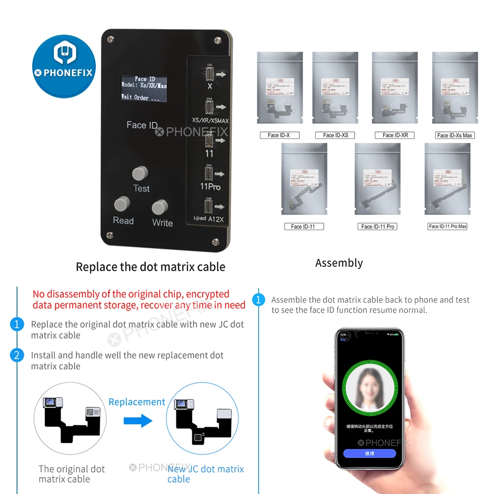 Dot Gezicht Id Dot Matrix Projector Reparatie Detector Voor Iphone X-11Pro Max Gezicht Id Reparatie Tool Vervangen De Dot Matrix kabel