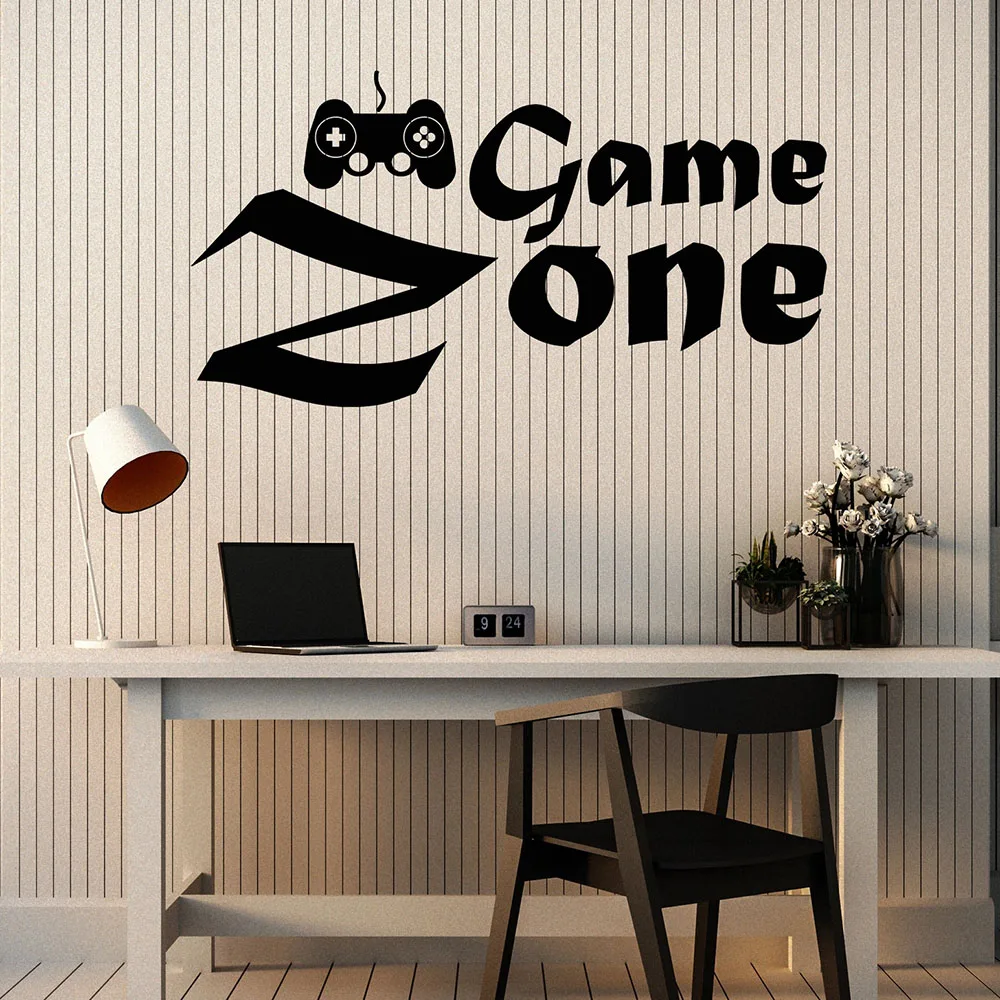 Game Zone Wall Decal Joystick Gaming Logo Door Window Vinyl Stickers Boys Playing Room Nursery Interior Decor Wallpaper Z813