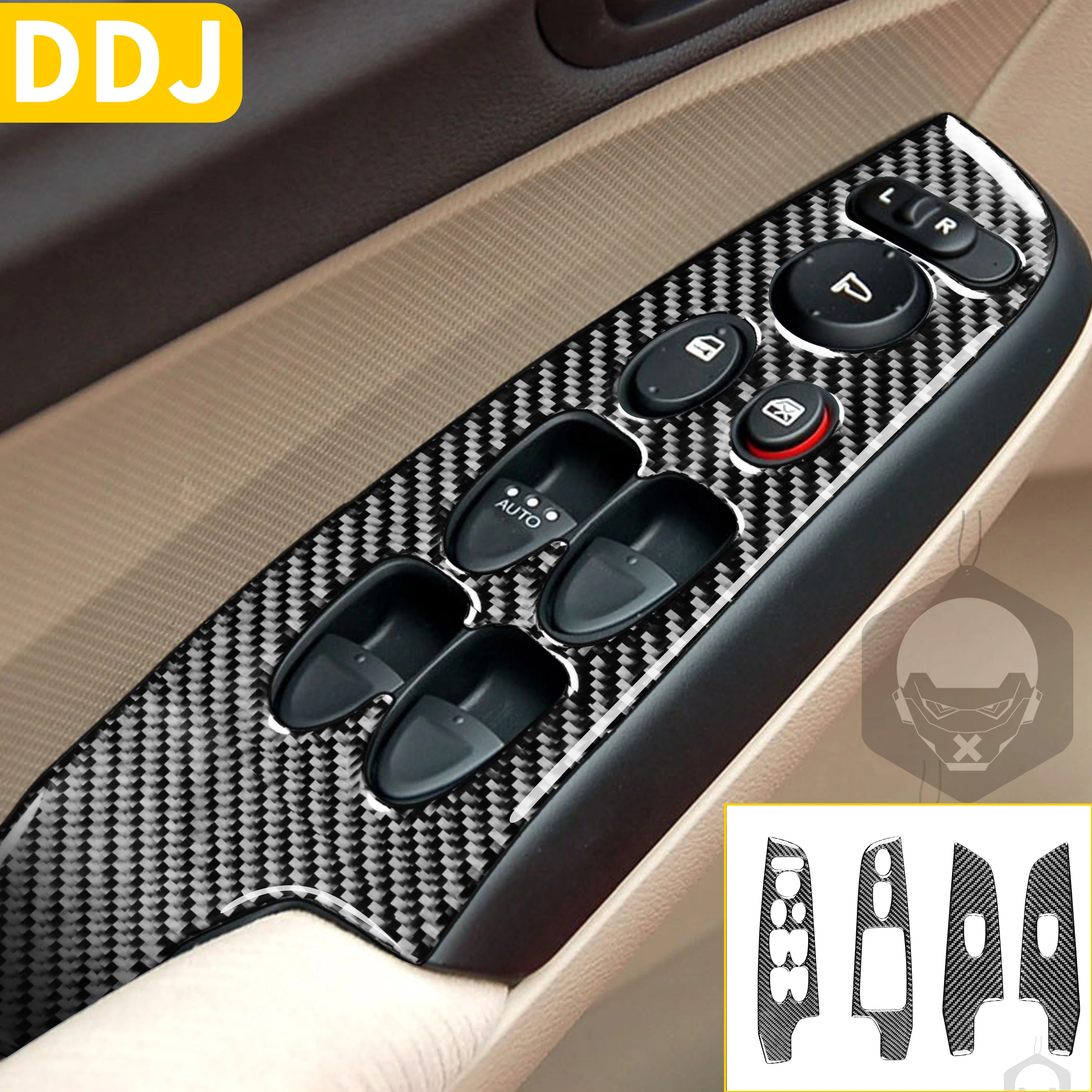 For Honda Civic 8 8th Gen 2006 2007 2008 2009 2010 2011 Car Door Console Panel Window Switch Frame Carbon Fiber Sticker Trim Kit