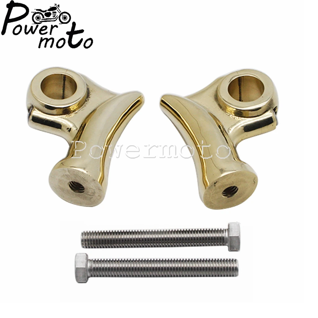 Retro Brass 25mm Motorcycle Risers 1'' Handle Bar Mount Clamps For Harley Dyna Fat Bob Cafe Racer Honda Suzuki Chopper Bobber