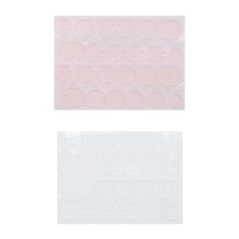 24 Pieces Nail Adhesive Tabs Jelly Double-sided Tips Transparent Pink Nail Glue Stickers for Nail Salon Art Women DIY