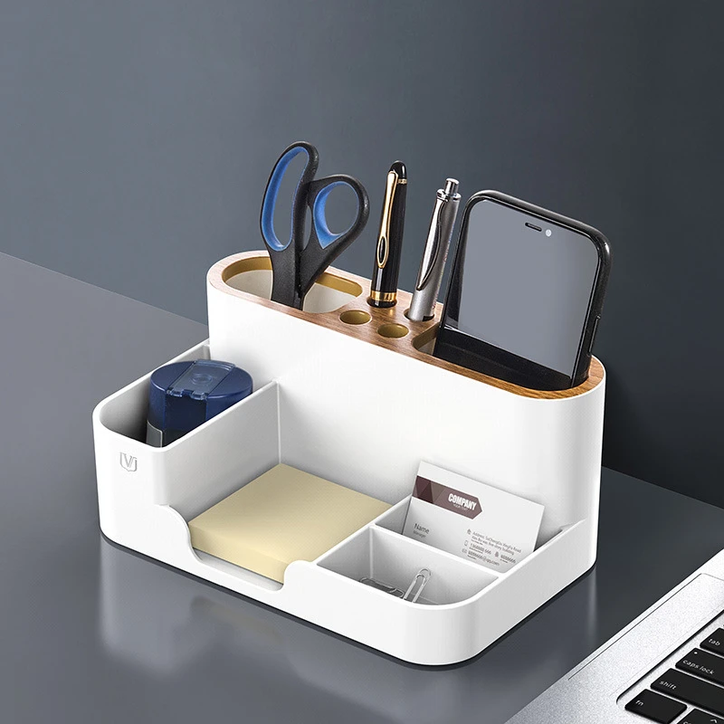 

New Multi-function Abs Pen Holder Desktop Storage Box Plastic Simple Storage Box Cosmetic Office Stationery Sundries Sorting Box