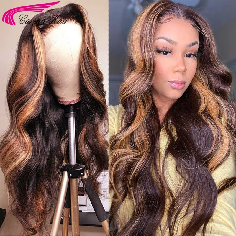 

Human Hair Wigs With Blonde Highlights Body Wave/Straight Blonde Ombre Lace Frontal Wigs 13X4 Lace 13X6 Deep Part 180% Remy Hair