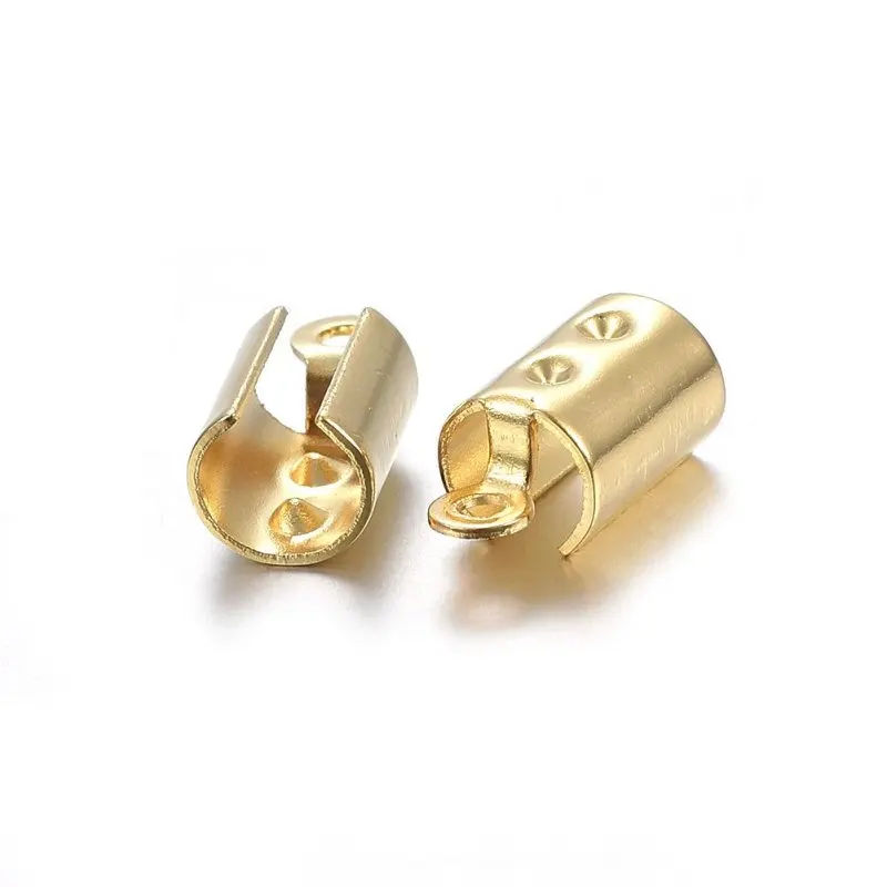 200pcs 304 Stainless Steel Folding Over Unclosed Crimp Cord Ends Leather Clasp Tip End Jewelry Connector for Jewelry Making