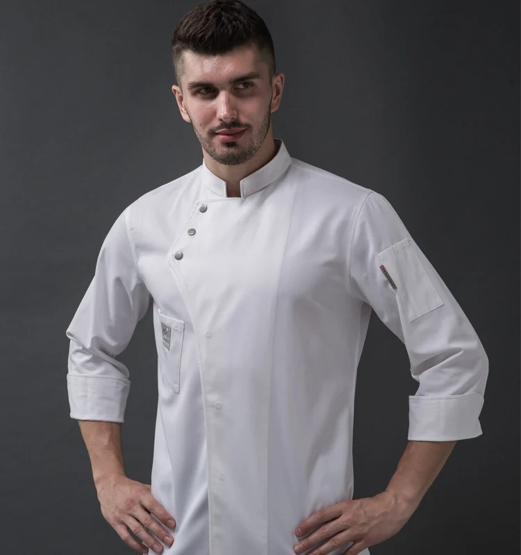 Ropa de Chef de manga larga para restaurante, abrigo de Chef de cocina, chaquetas de trabajo de camarero, uniforme profesional, traje de mono