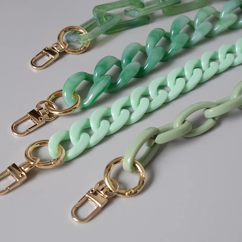 New Fashion Woman Handbag Accessory Parts Cute Chain Green Acrylic Resin Chain Luxury Strap Women Shoulder Clutch Handle Chain