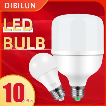 10 개 E27 LED 전구 램프 AC 220 볼트 3 와트 5 와트 9 와트 12 와트 15 와트 18 와트 높은 밝기 Led Lampadaled Bombilla 스포트라이트 차가운 따뜻한 화이트 에너지 절약 램프 E27 큰 나사 단일 램프 심지 광원 슈퍼 밝은