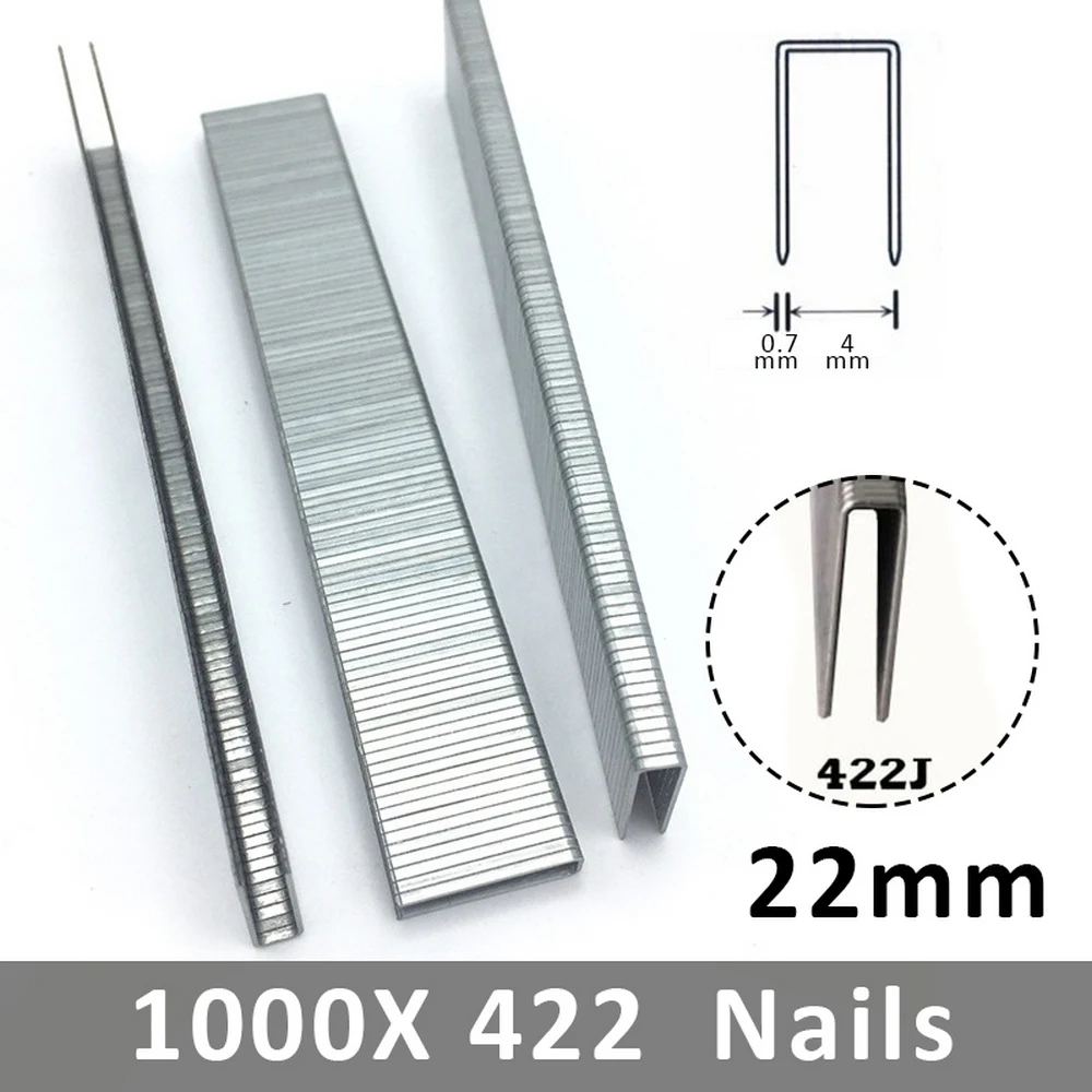 13/16/19/22mm Steel Nails 1000PCS U-shaped Code Nails For Staple Gun Stapler Furniture Wood Processing Woodworking DIY Tool