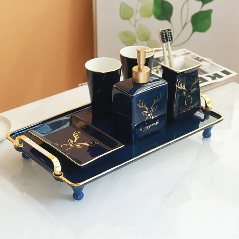 

European style ceramic Bathroom Accessories Set bathroom suite Couple mouthwash cup Toothbrush rack Soap dish Bathroom hardware